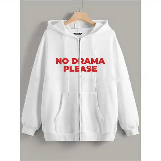 No drama please zipper with hood