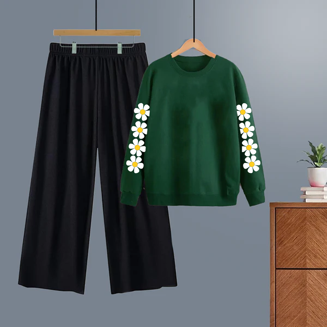 Winter tracksuit daisy sleeves sweatshirt with free size flapper