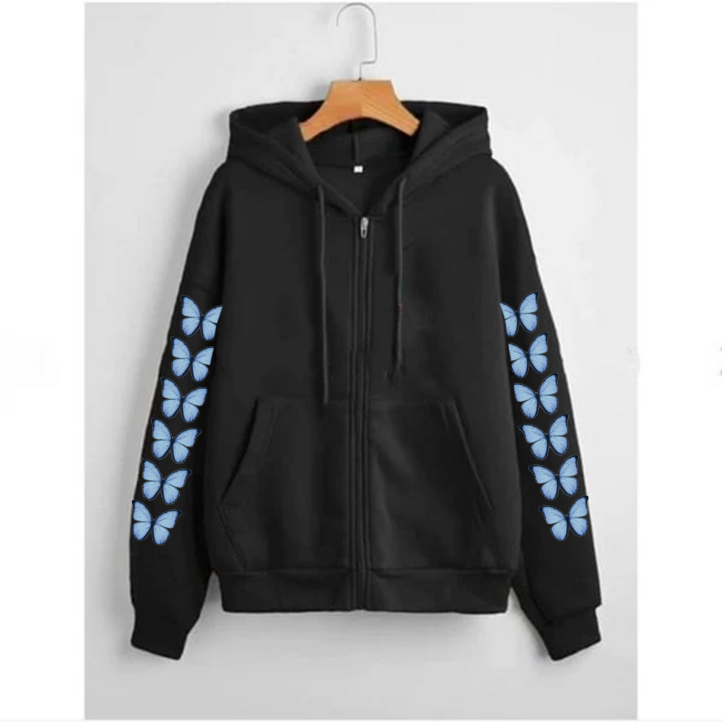 Butterfly sleeves zipper hoodie