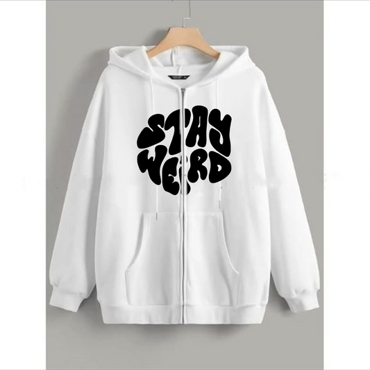 Stay weird zipper with hood