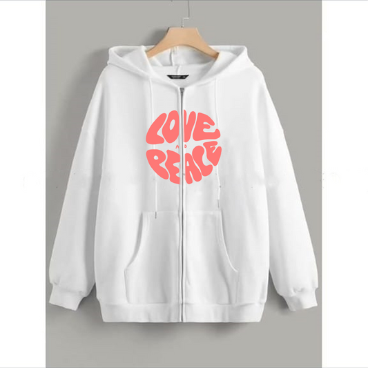 Love and peace zipper with hood