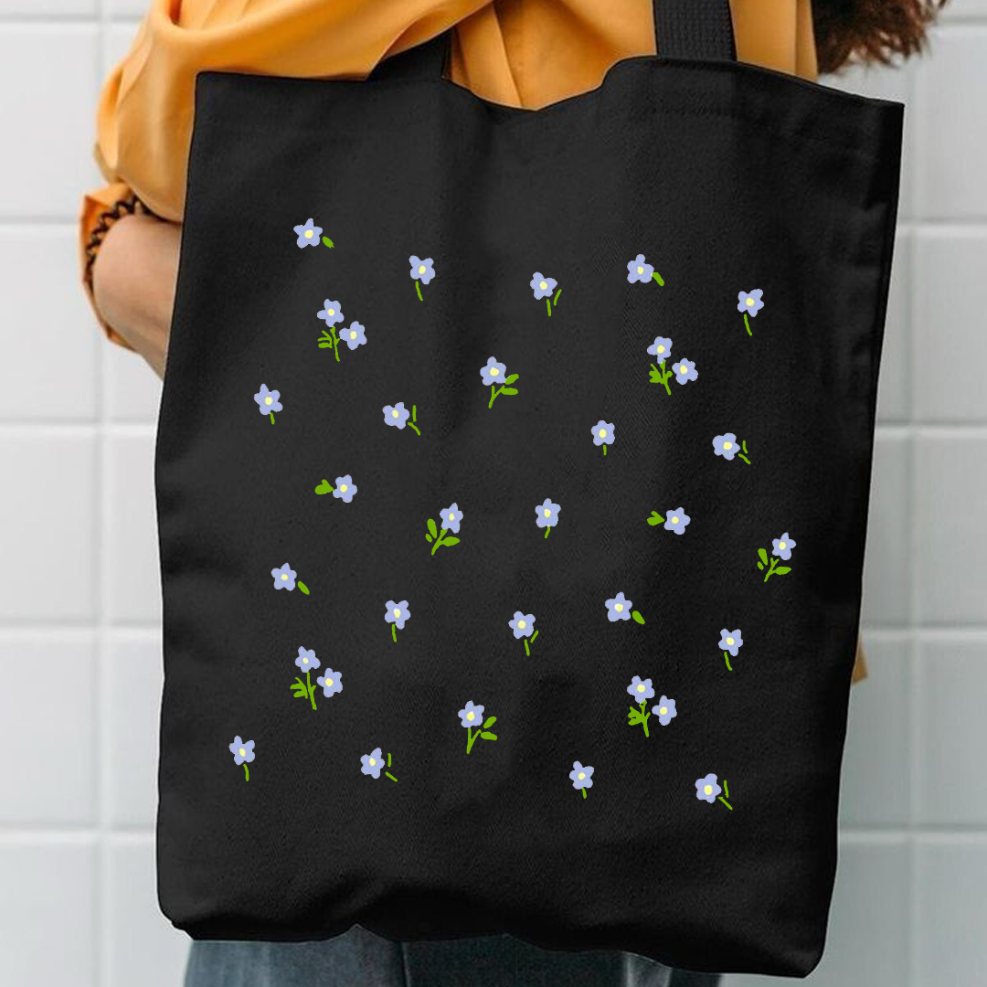 Mini flowers canvas tote bag