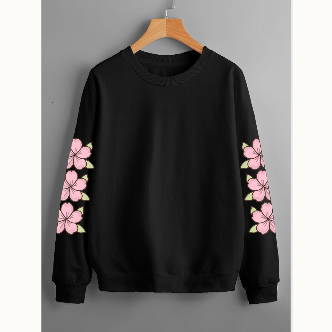 Flower sleeve sweatshirt