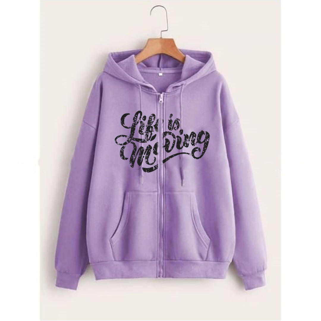 Life is moving zipper with hood