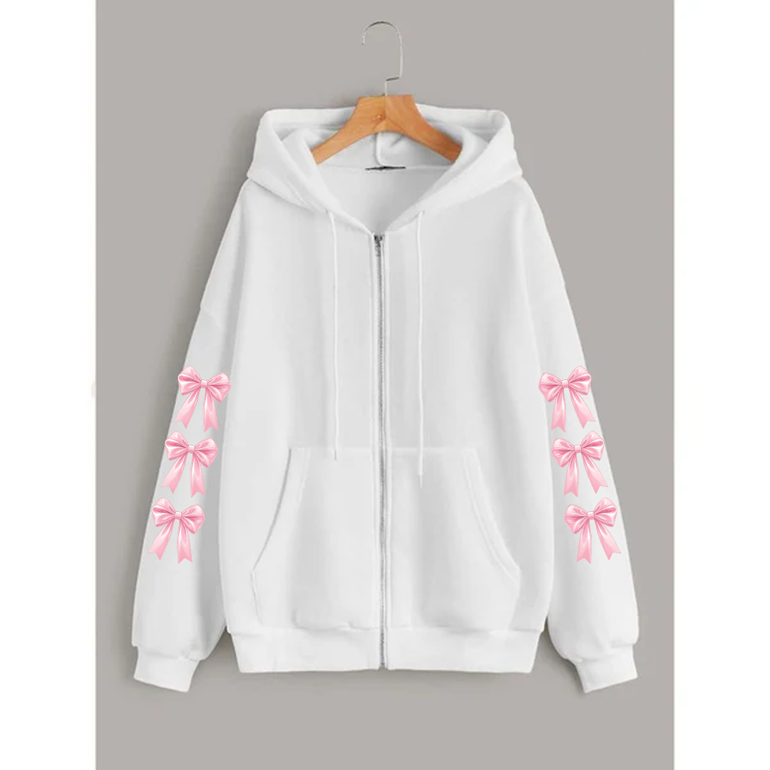Bow sleeves zipper hoodie