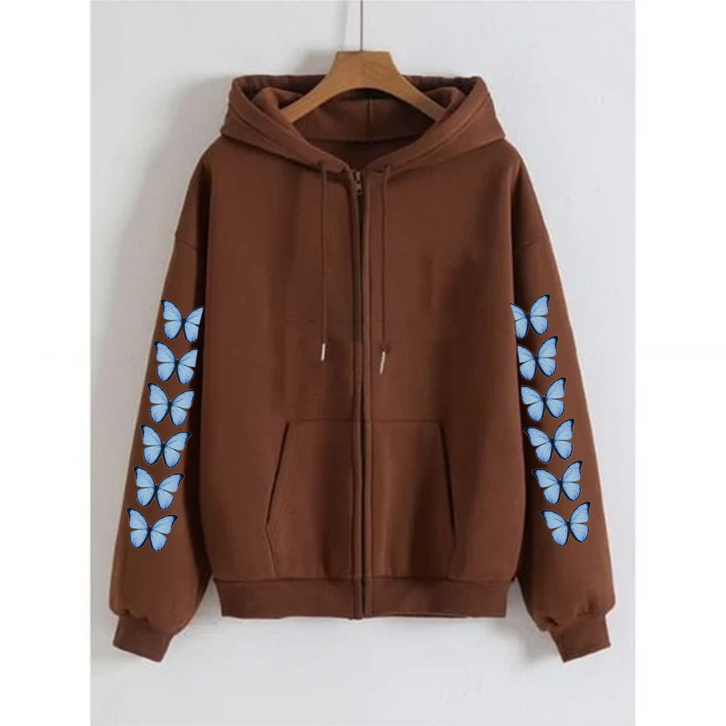 Butterfly sleeves zipper hoodie