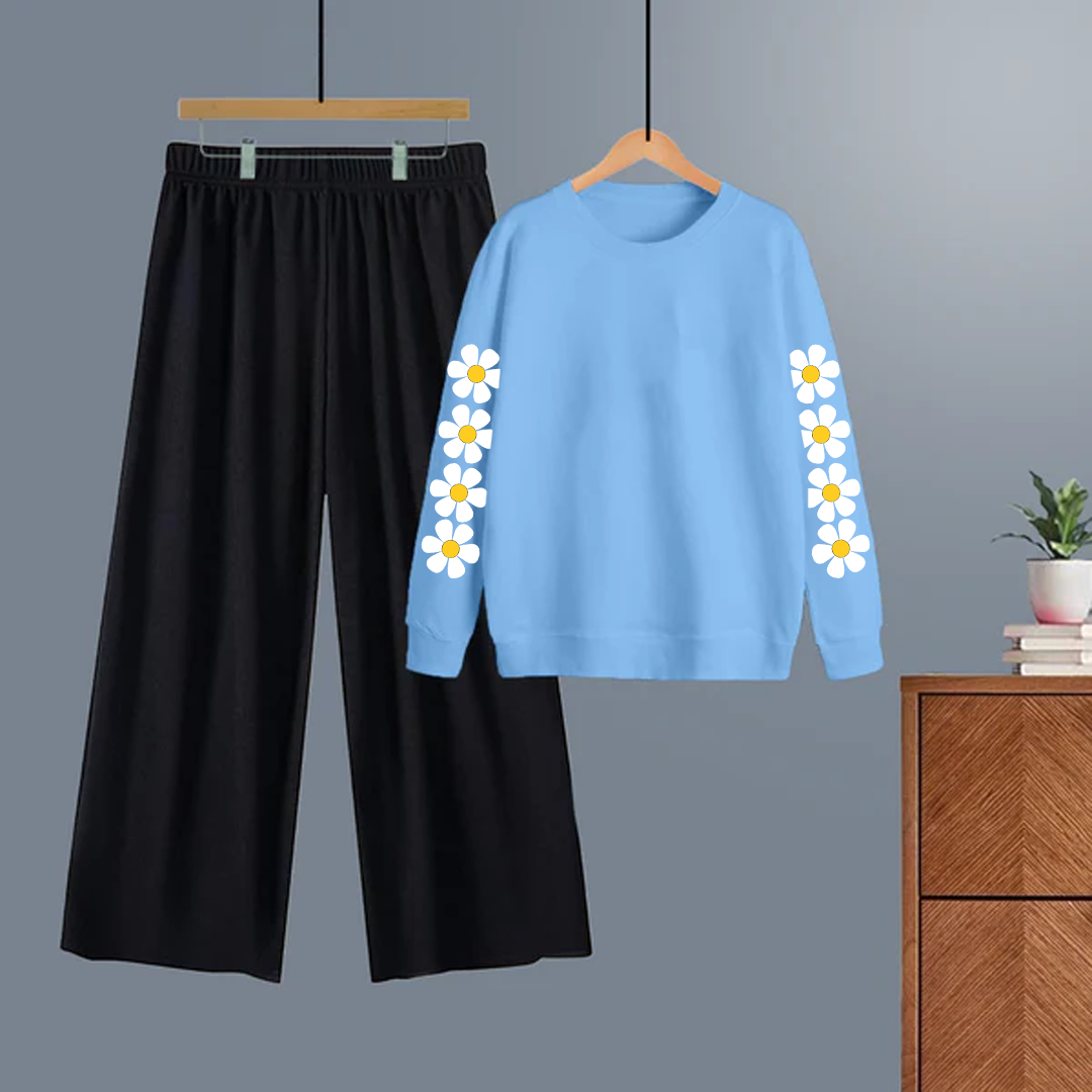 Winter tracksuit daisy sleeves sweatshirt with free size flapper