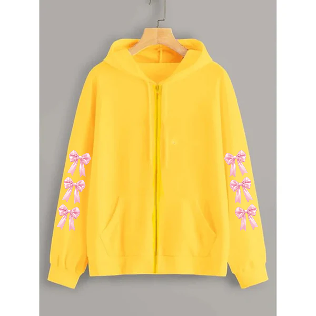 Bow sleeves zipper hoodie