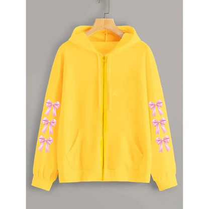 Bow sleeves zipper hoodie
