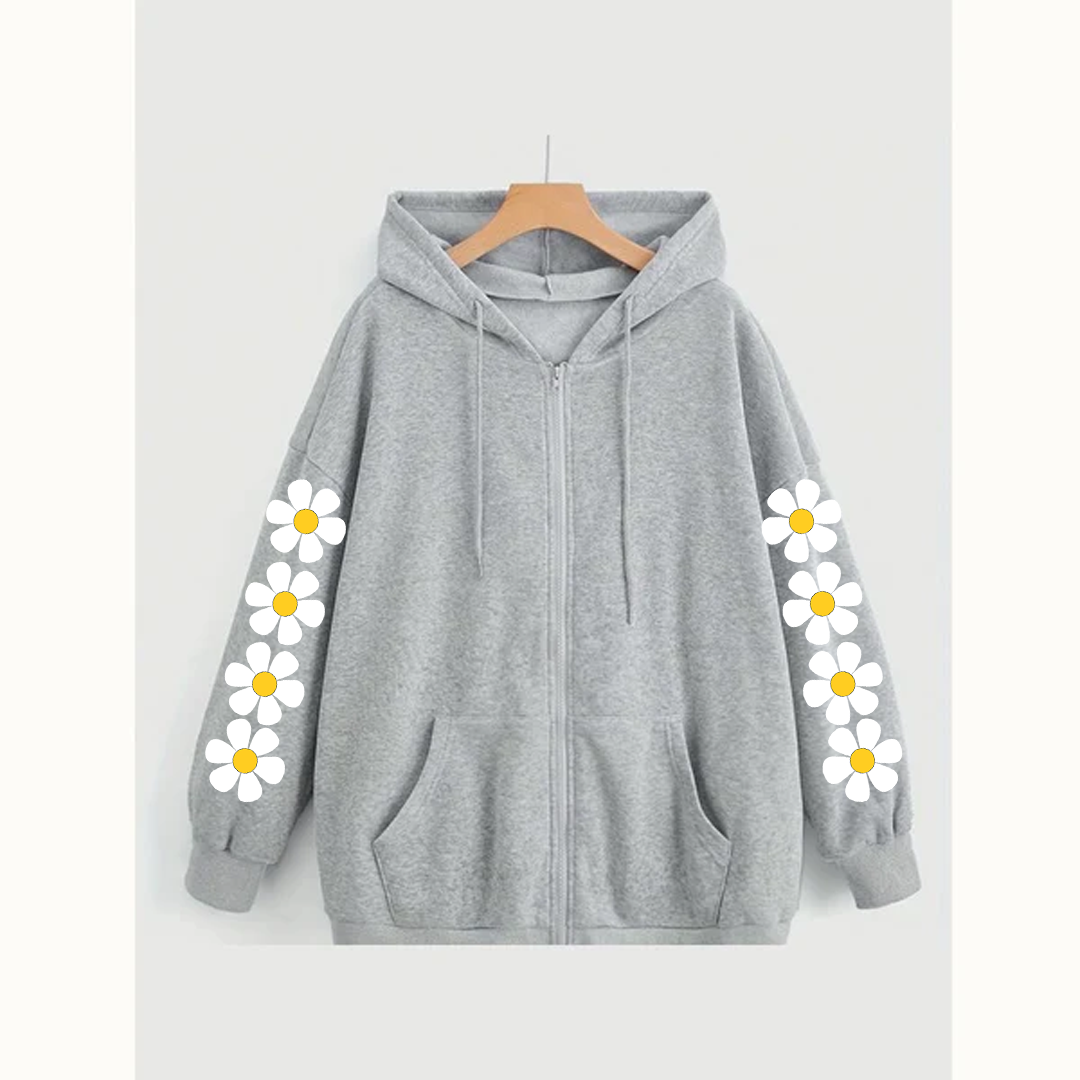Daisy sleeves zipper hoodie
