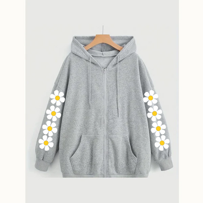 Daisy sleeves zipper hoodie