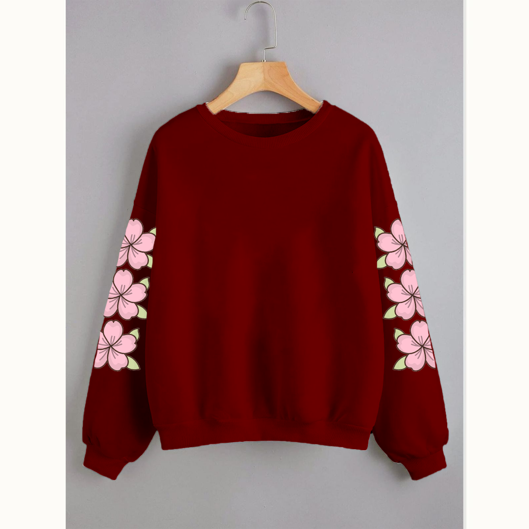 Flower sleeve sweatshirt