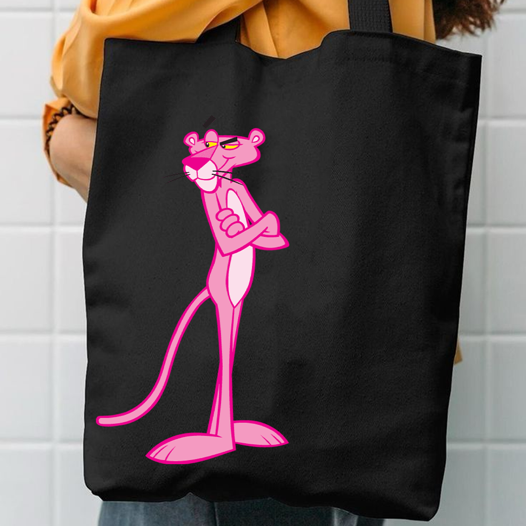 Pink panther canvas tote bag