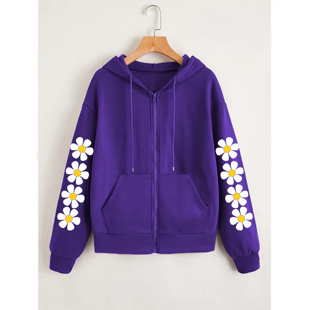 Daisy sleeves zipper hoodie