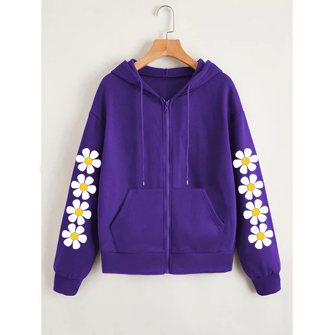 Daisy sleeves zipper hoodie