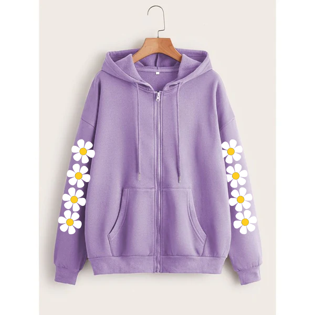 Daisy sleeves zipper hoodie