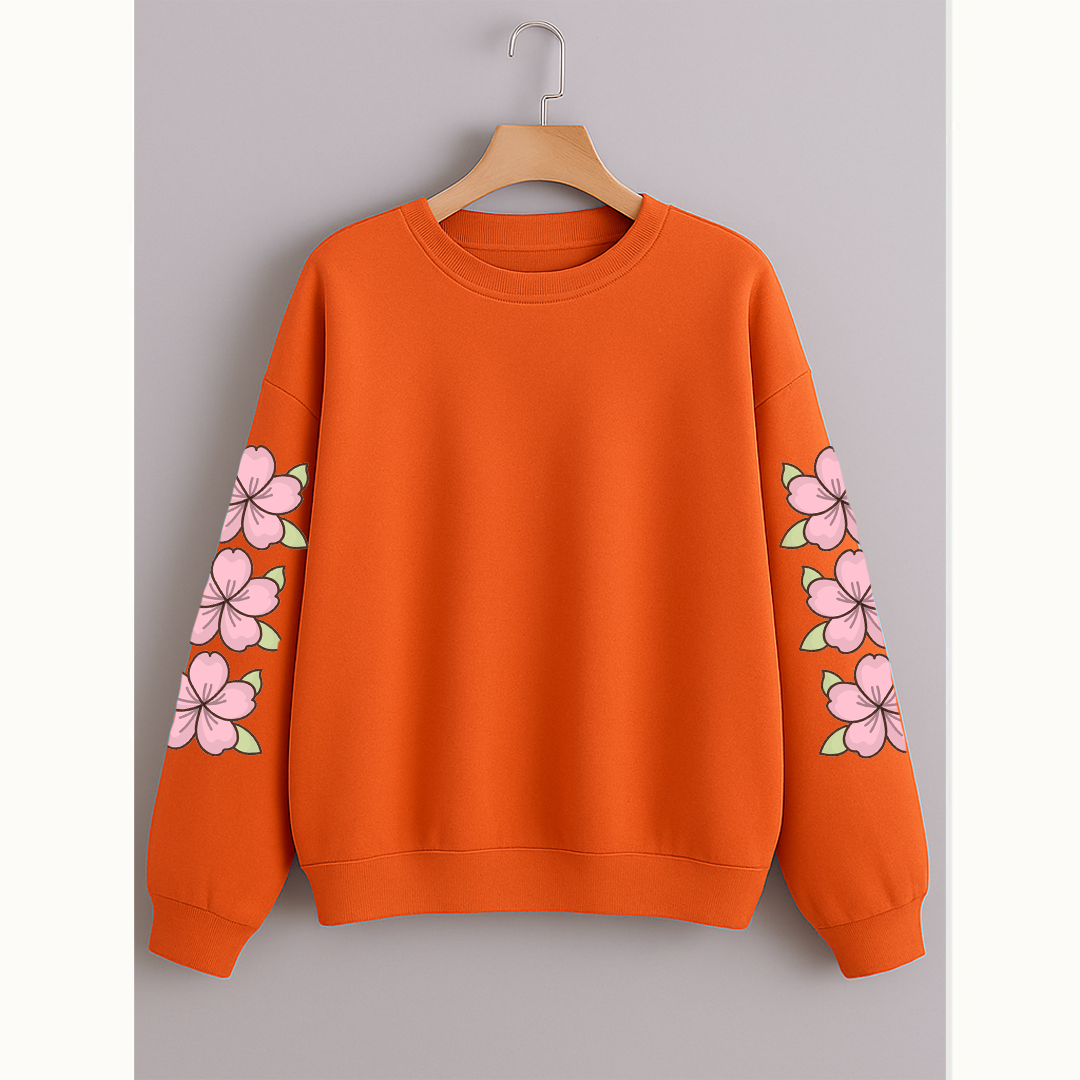 Flower sleeve sweatshirt