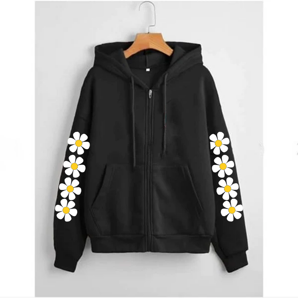 Daisy sleeves zipper hoodie