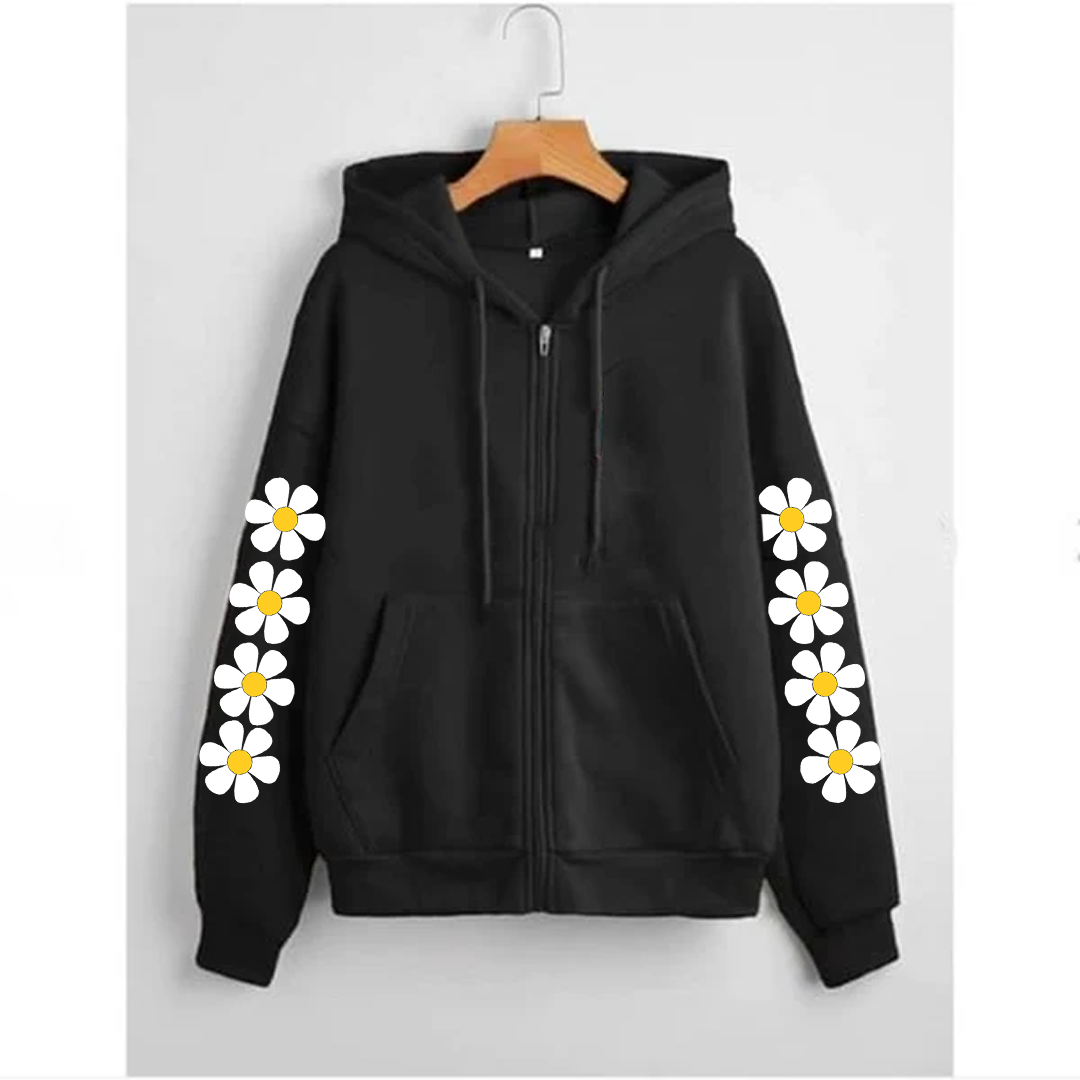 Daisy sleeves zipper hoodie