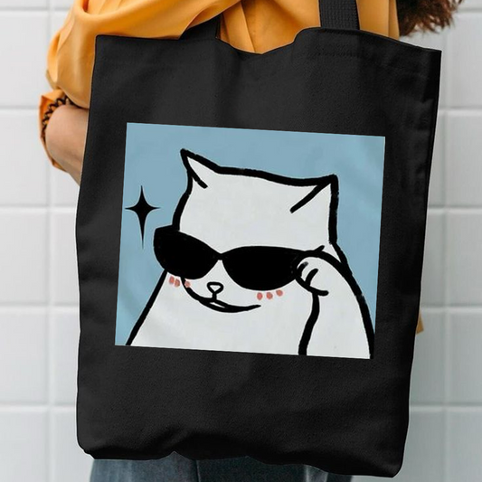 Asthetic cat canvas tote bag