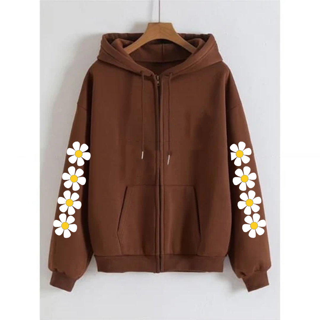 Daisy sleeves zipper hoodie