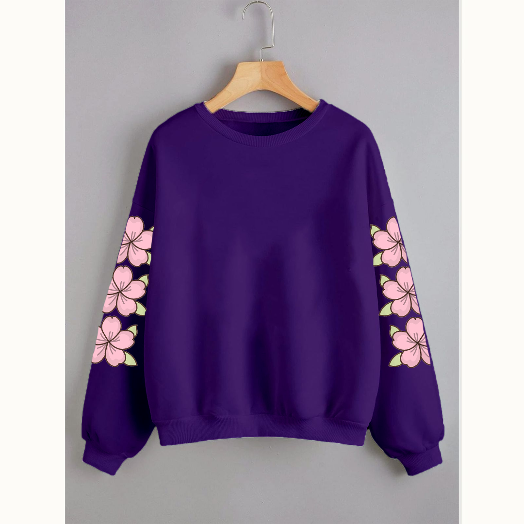 Flower sleeve sweatshirt