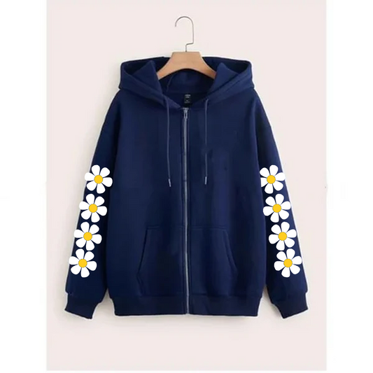 Daisy sleeves zipper hoodie