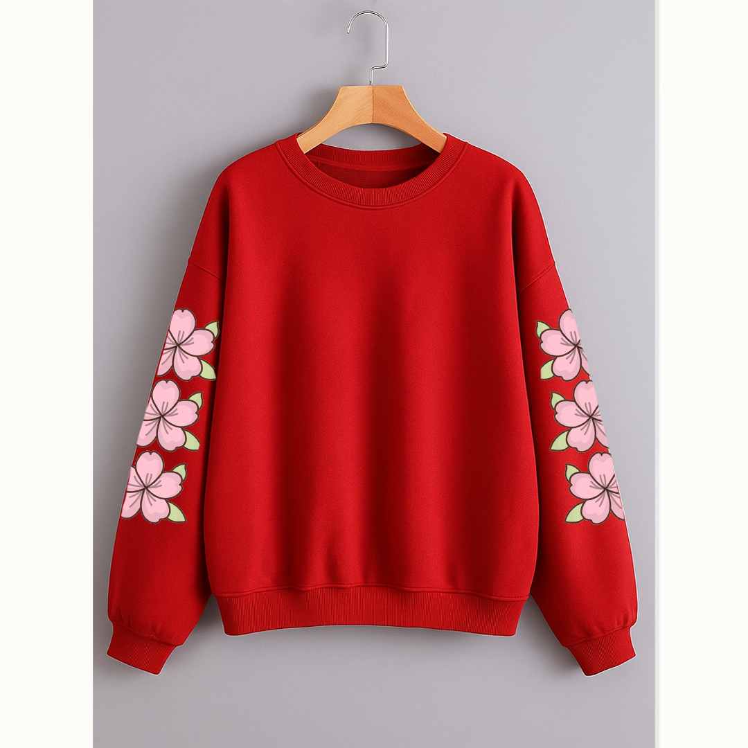 Flower sleeve sweatshirt