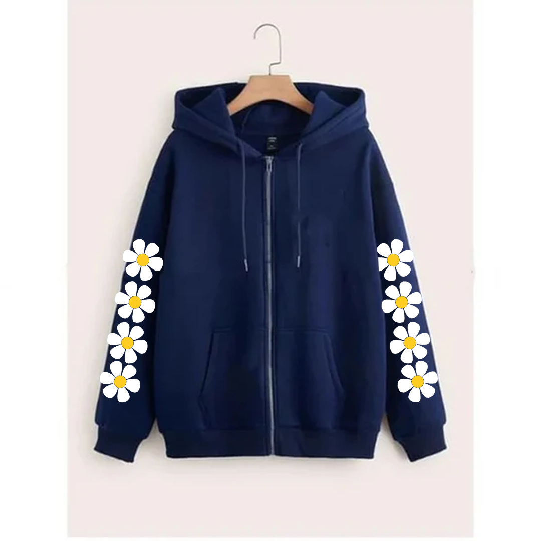 Daisy sleeves zipper hoodie