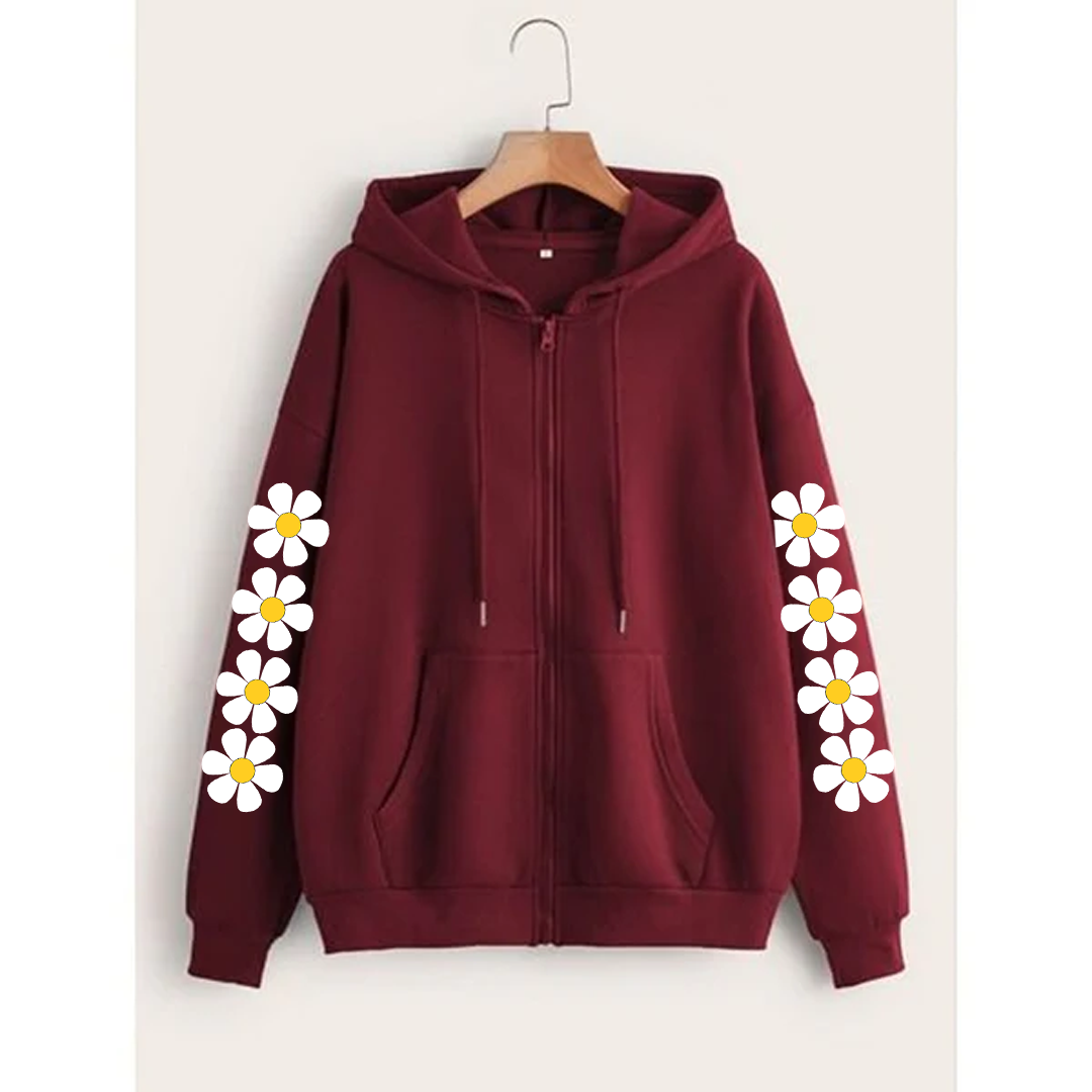 Daisy sleeves zipper hoodie