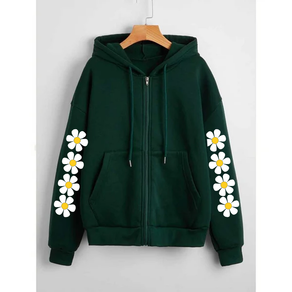 Daisy sleeves zipper hoodie