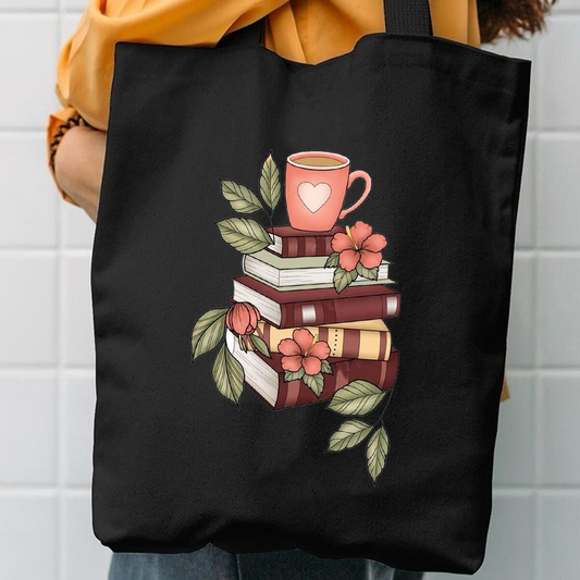 Books print canvas tote bag