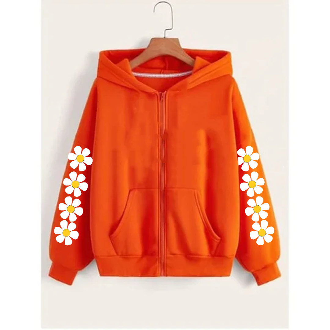 Daisy sleeves zipper hoodie