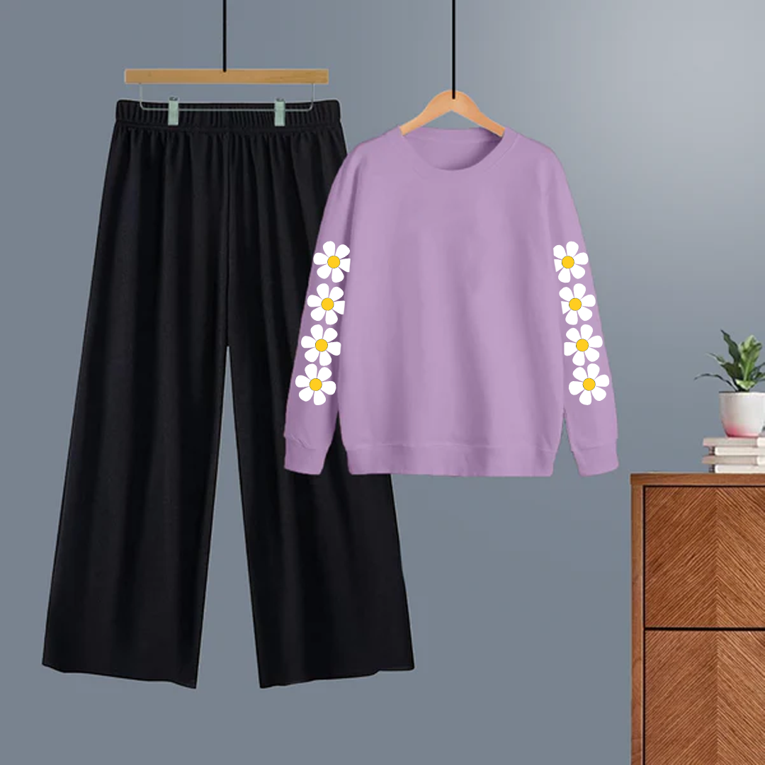 Winter tracksuit daisy sleeves sweatshirt with free size flapper