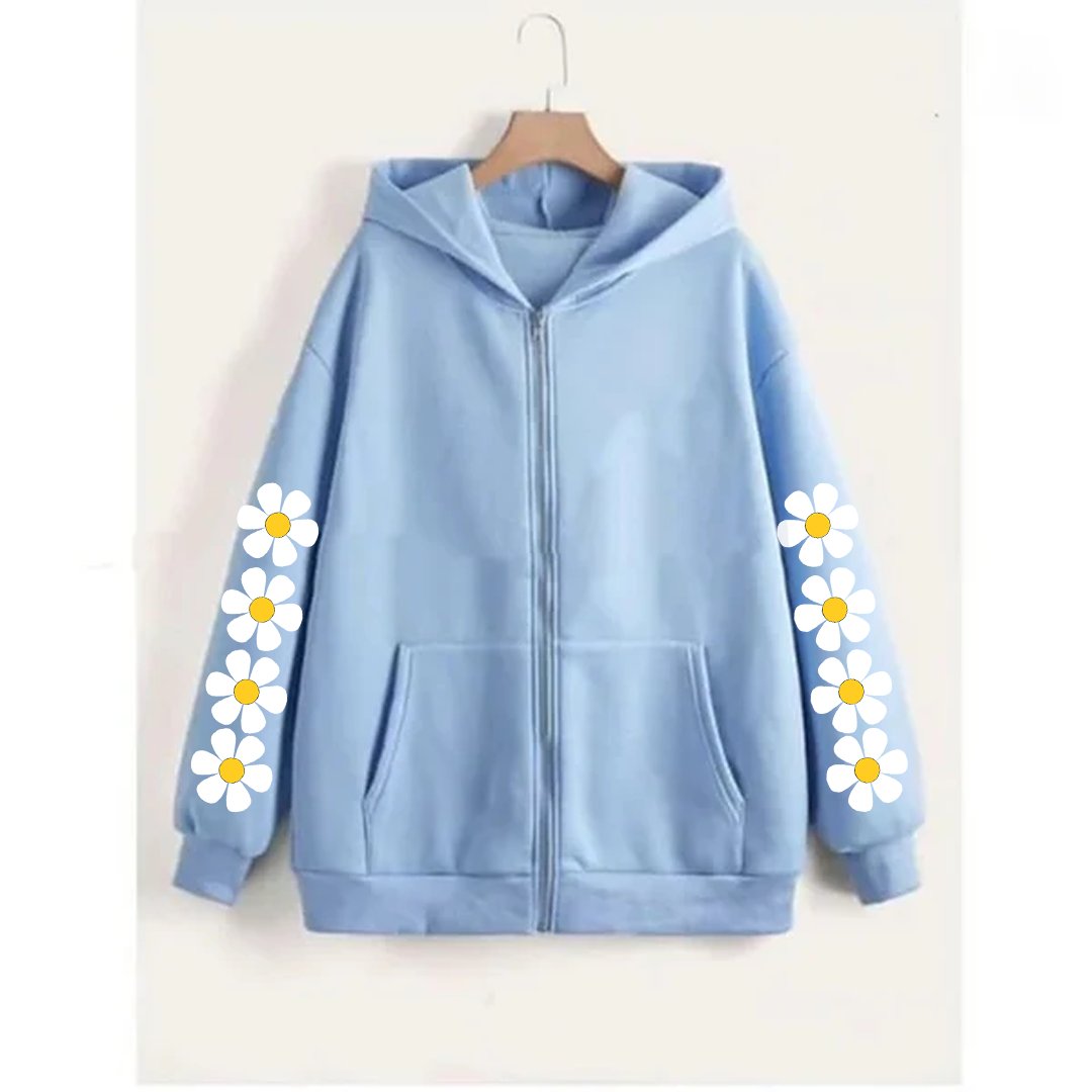 Daisy sleeves zipper hoodie