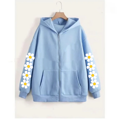 Daisy sleeves zipper hoodie