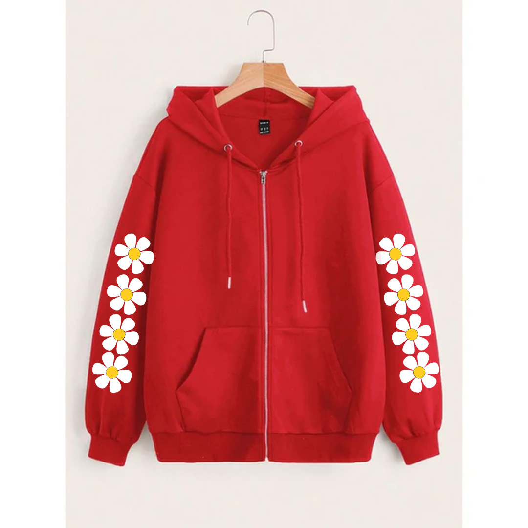 Daisy sleeves zipper hoodie