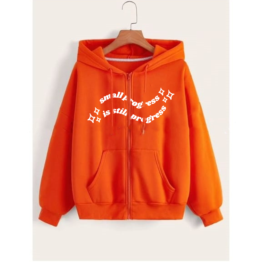 Small progress is still progress zipper with hood