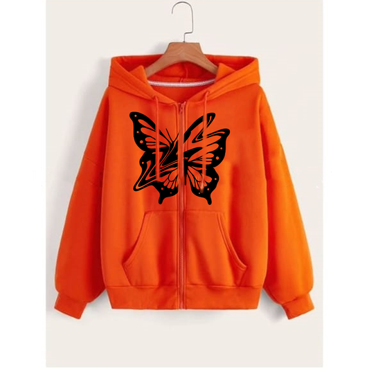Glitch butterfly zipper with hood