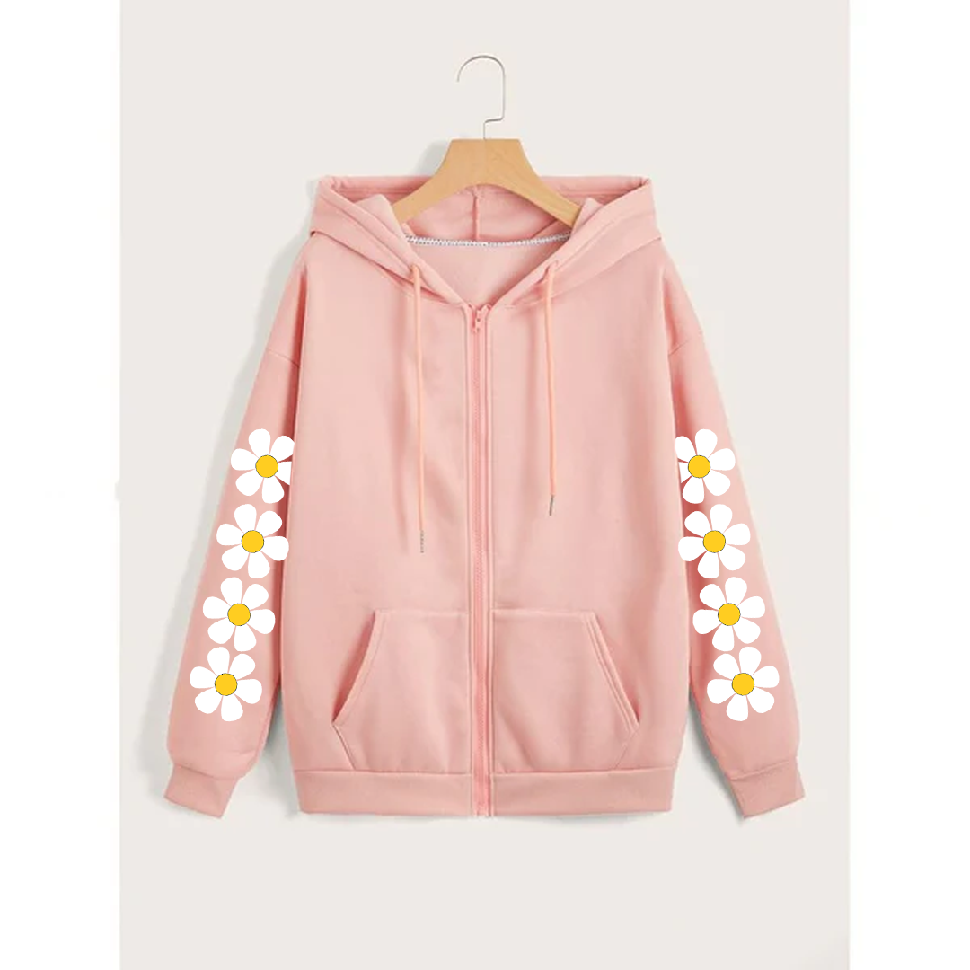 Daisy sleeves zipper hoodie