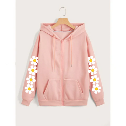 Daisy sleeves zipper hoodie
