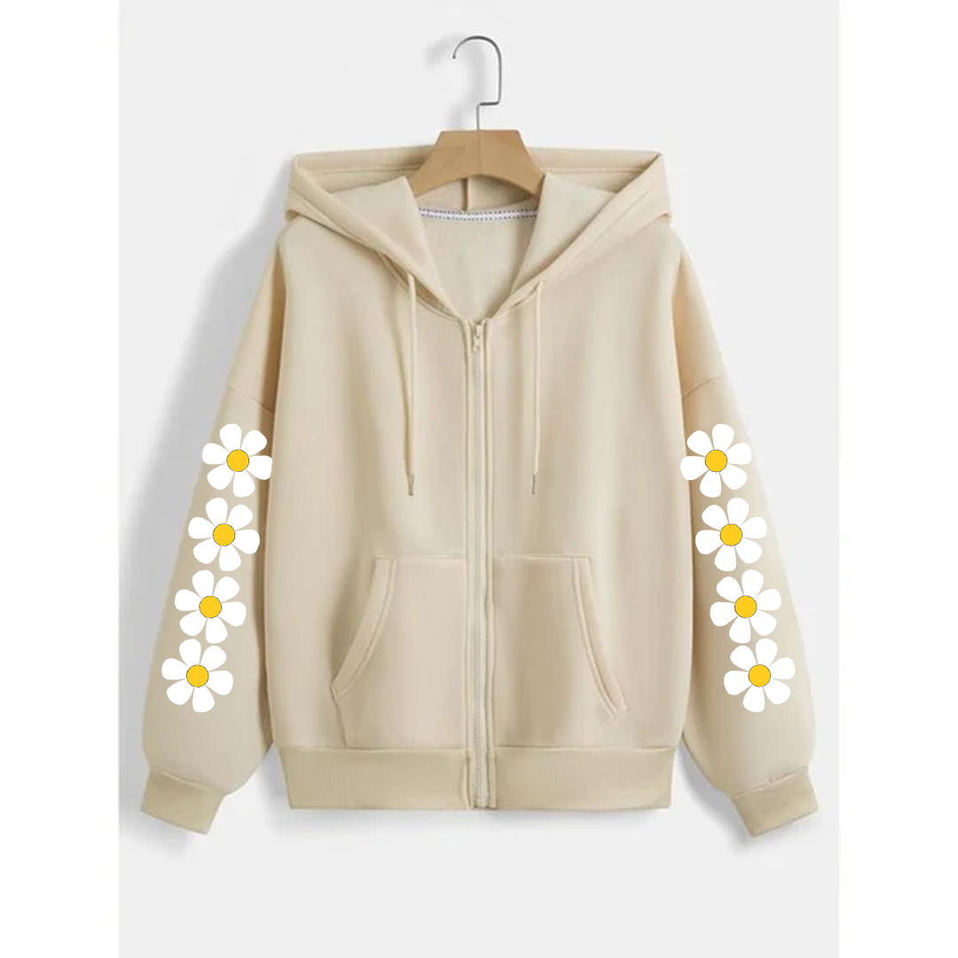 Daisy sleeves zipper hoodie