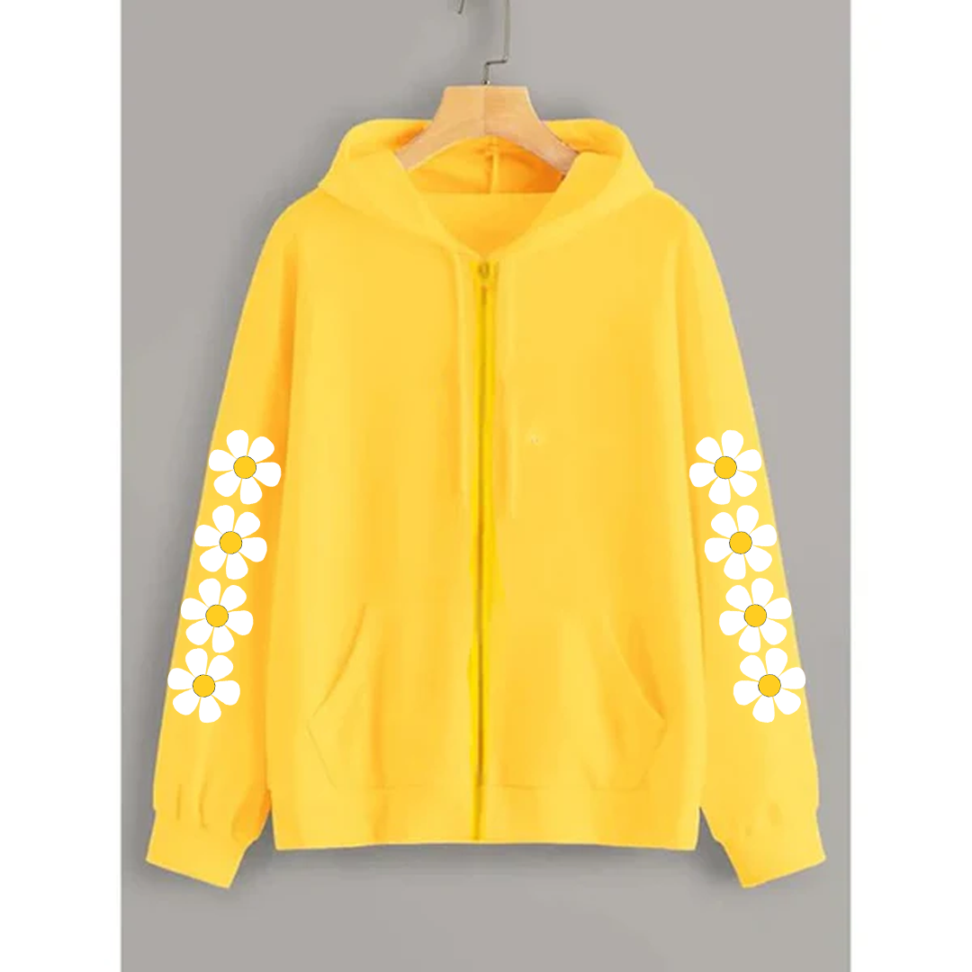 Daisy sleeves zipper hoodie