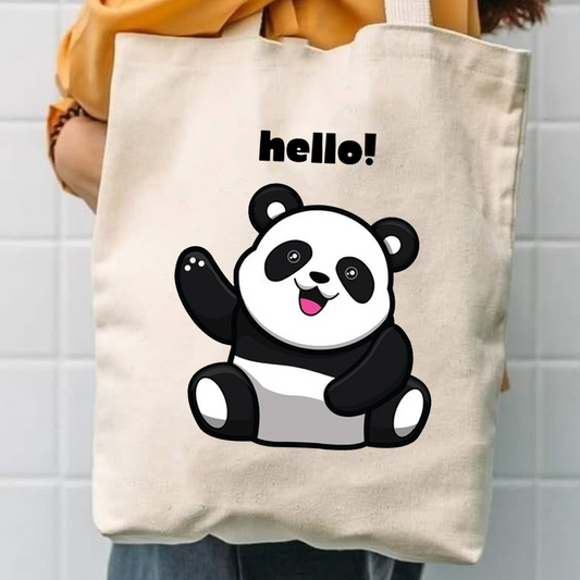 Hello panda canvas tote bag