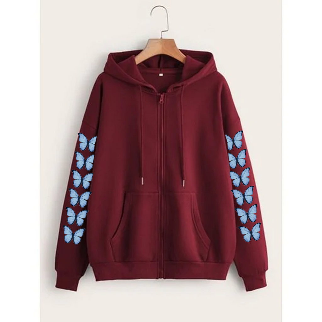 Butterfly sleeves zipper hoodie