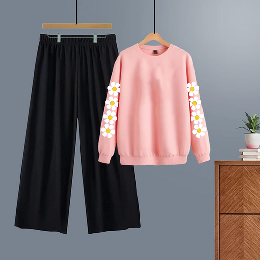 Winter tracksuit daisy sleeves sweatshirt with free size flapper