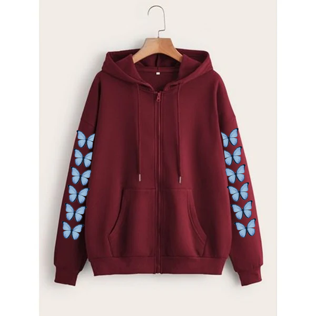 Butterfly sleeves zipper hoodie
