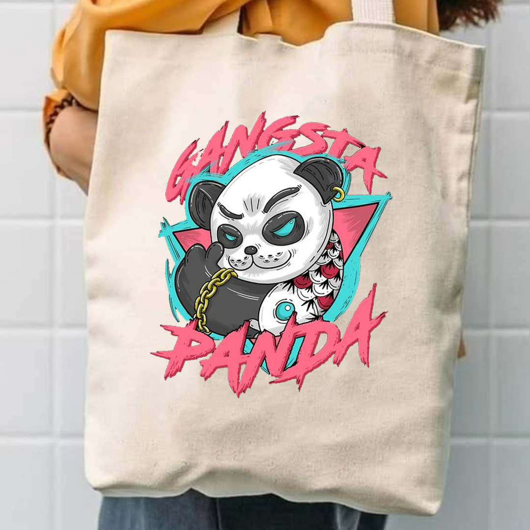 Gangsta panda canvas tote bag