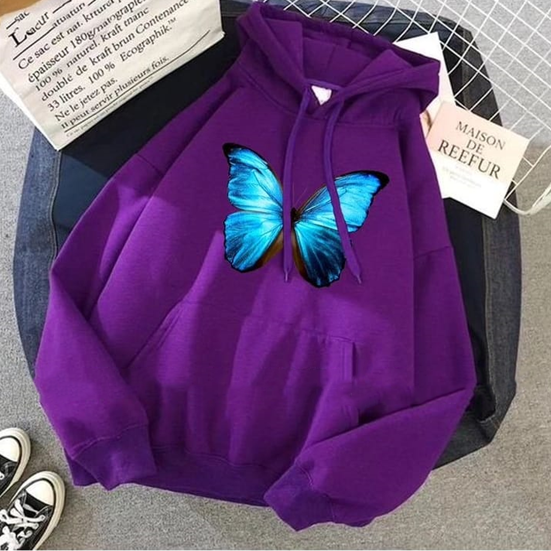 Blue butterfly Fleece hoodie