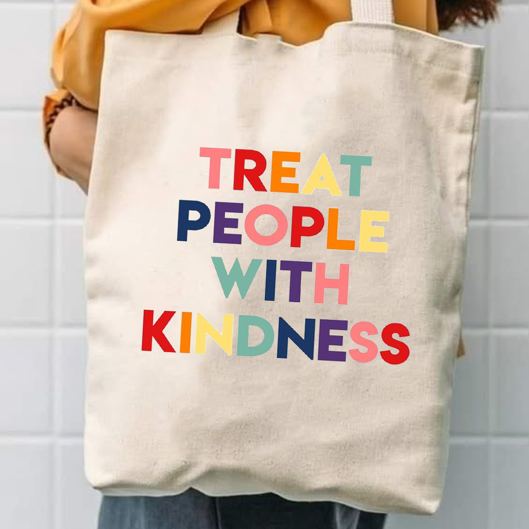 Treat people with kindness canvas tote bag